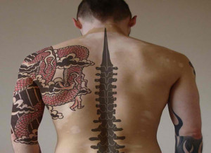 Back Bone Tribal Back Tattoo
