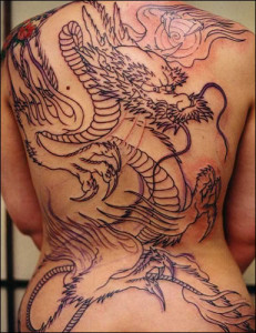 Dragon Tribal Full Back Tattoo