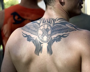 Upper Back Tribal Tattoo