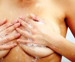 shower + how to touch her breasts